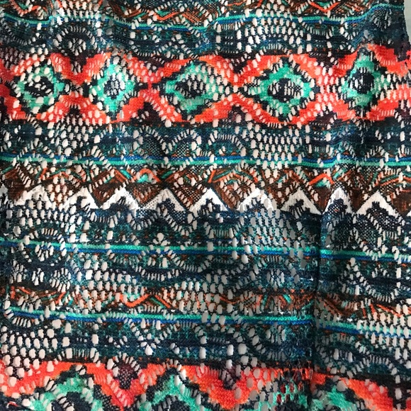 Orange teal and white dress - Picture 2 of 4